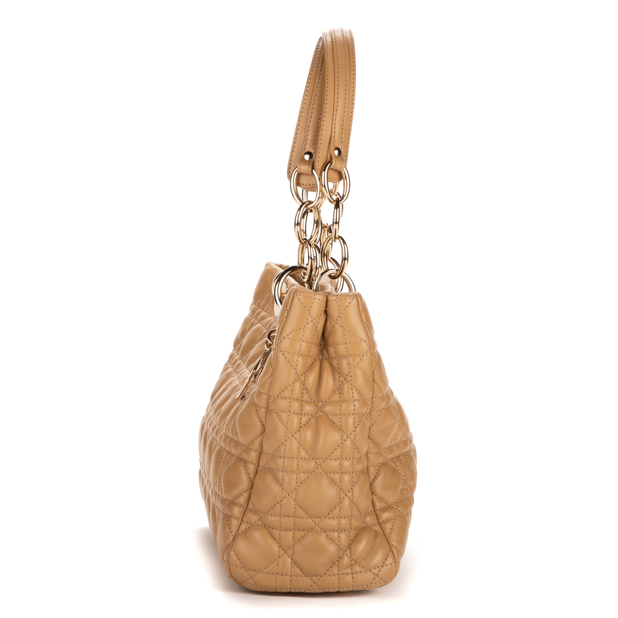 Handbag Soft Shopping Small Beige Deerskin Leather