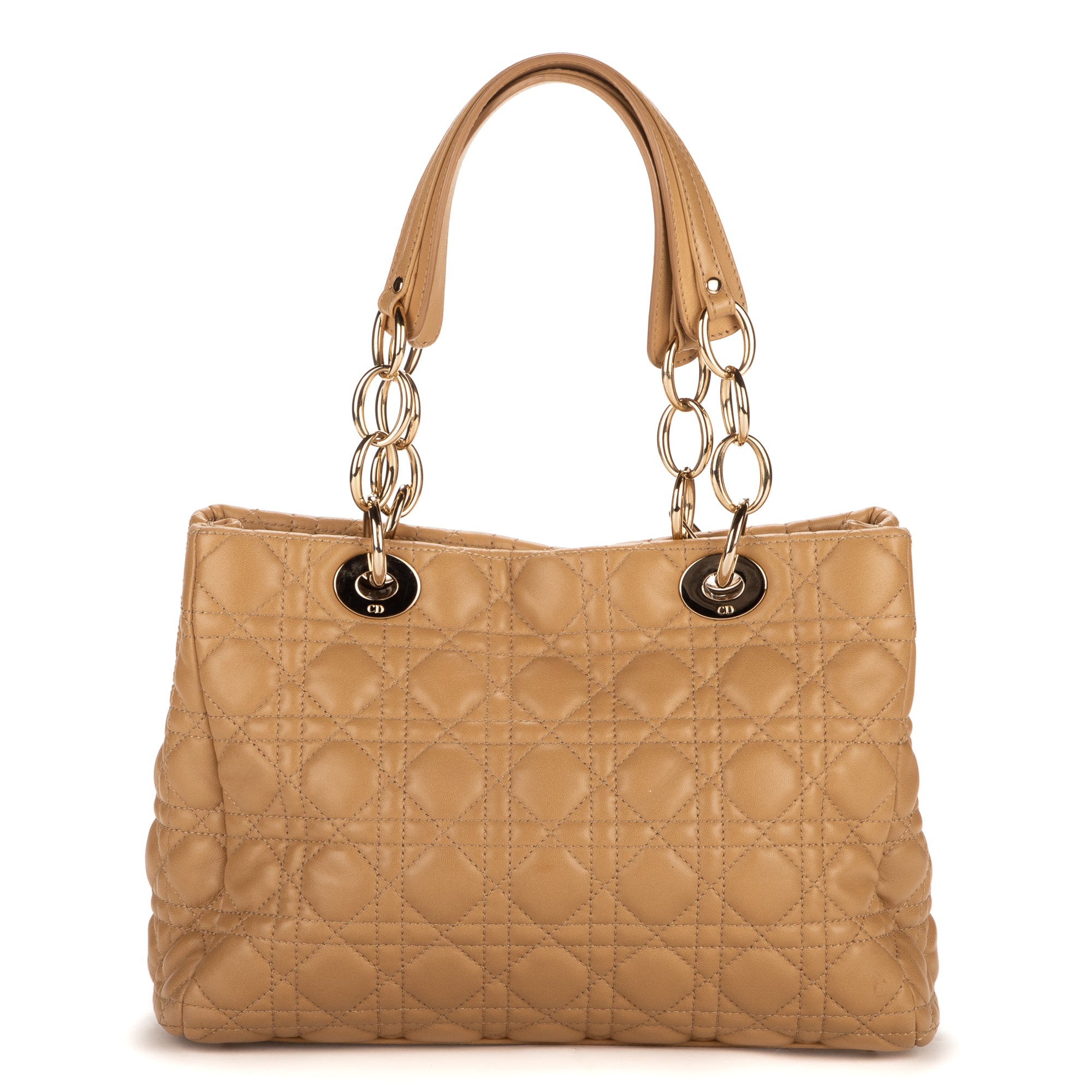 Handbag Soft Shopping Small Beige Deerskin Leather
