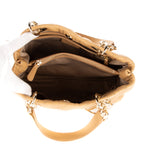 Handbag Soft Shopping Small Beige Deerskin Leather