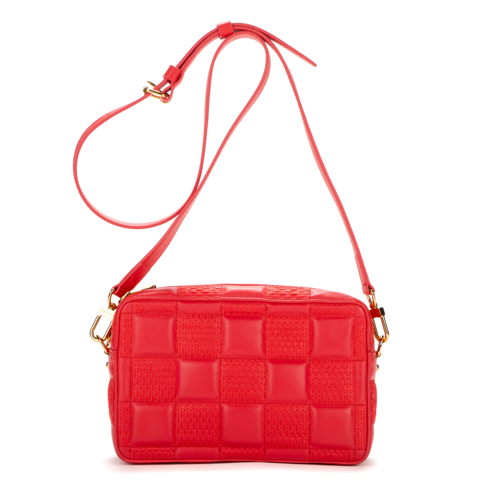 Shoulder Bag Pochette Troca Red Damier Quilted Lambskin Leather