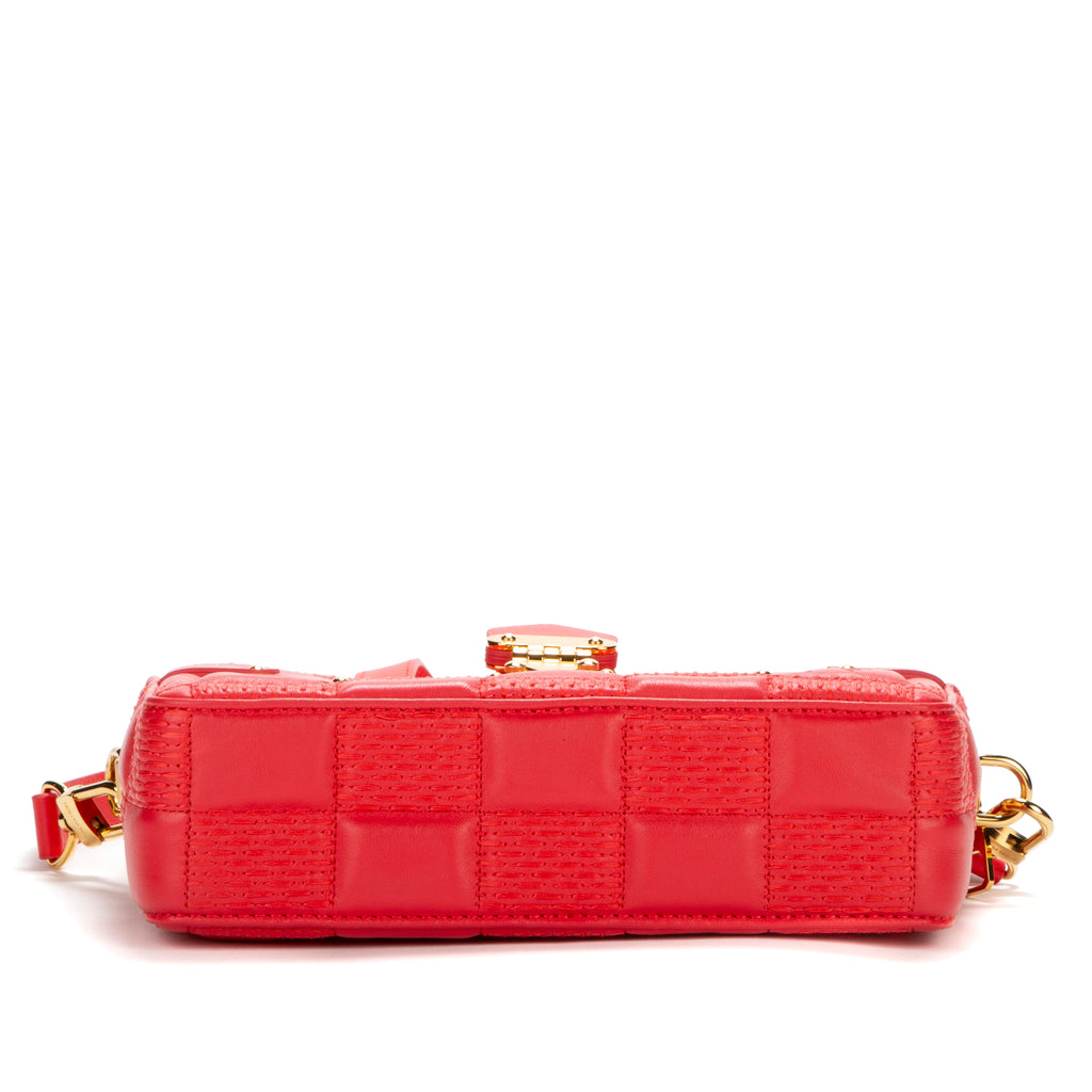 Shoulder Bag Pochette Troca Red Damier Quilted Lambskin Leather