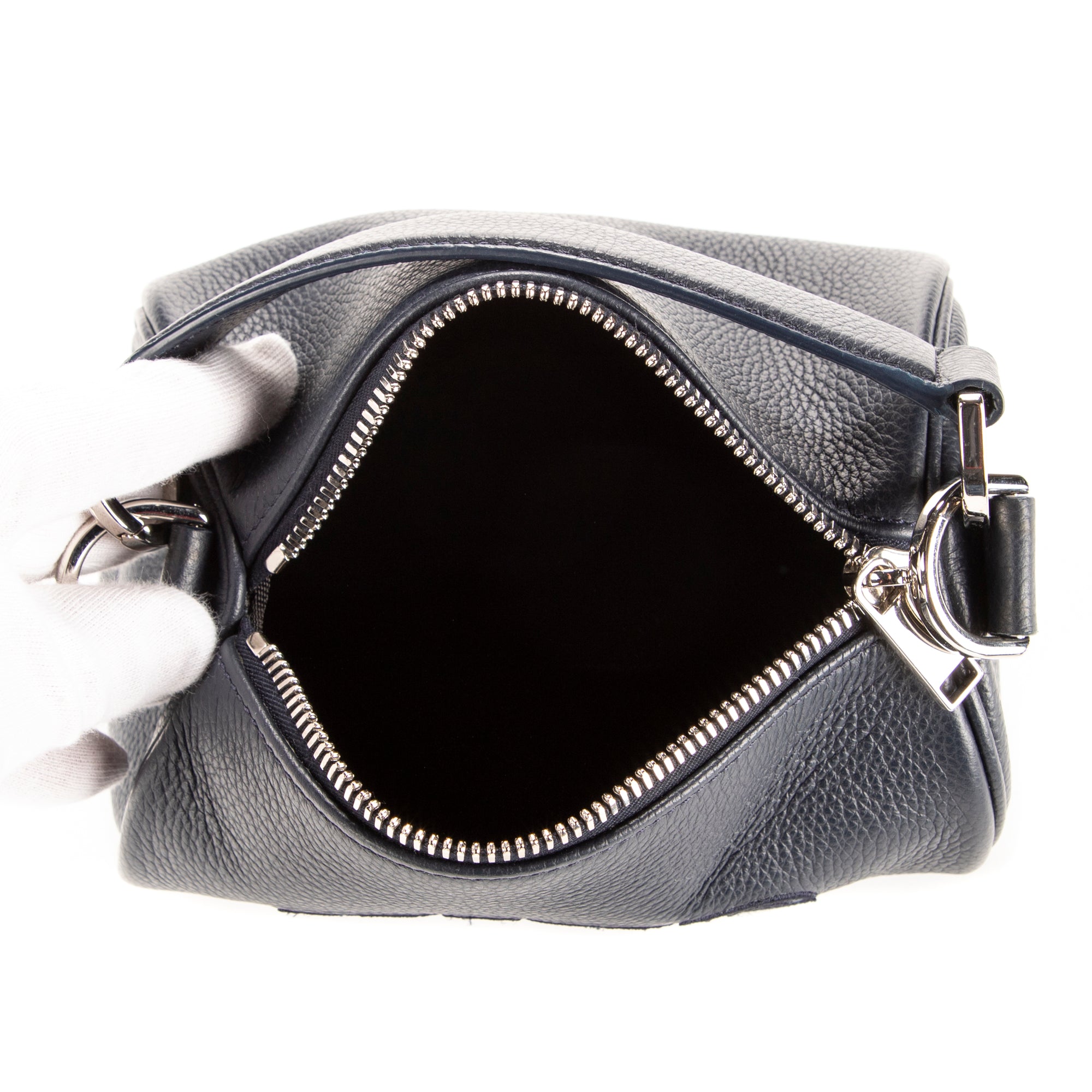 Shoulder Bag Dior Roller Mini Navy Cowhide leather Silver AA Mini Navy Cowhide Leather