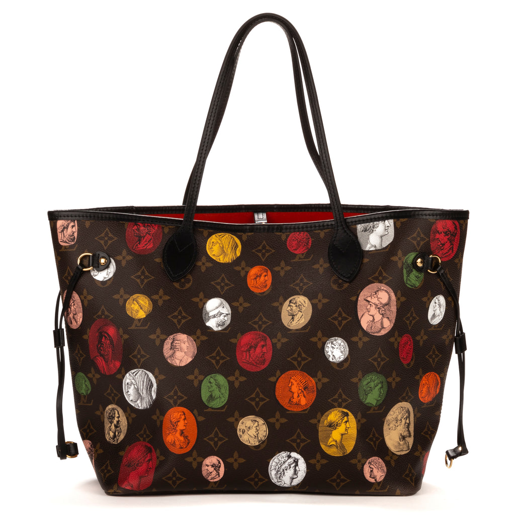 Bolso de hombro edición limitada Fornasetti Neverfull MM Monogram marrón Fornasetti