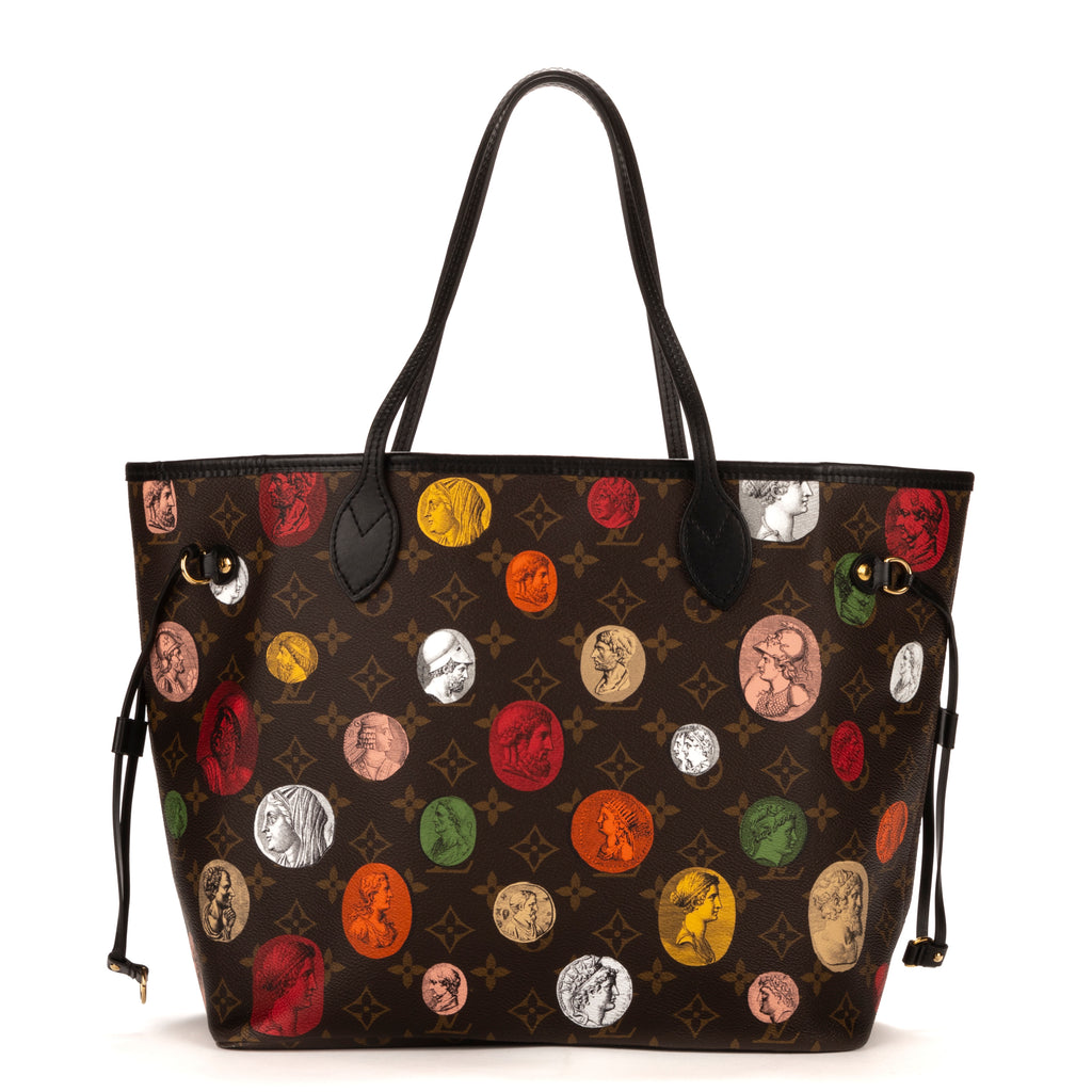 Bolso de hombro edición limitada Fornasetti Neverfull MM Monogram marrón Fornasetti