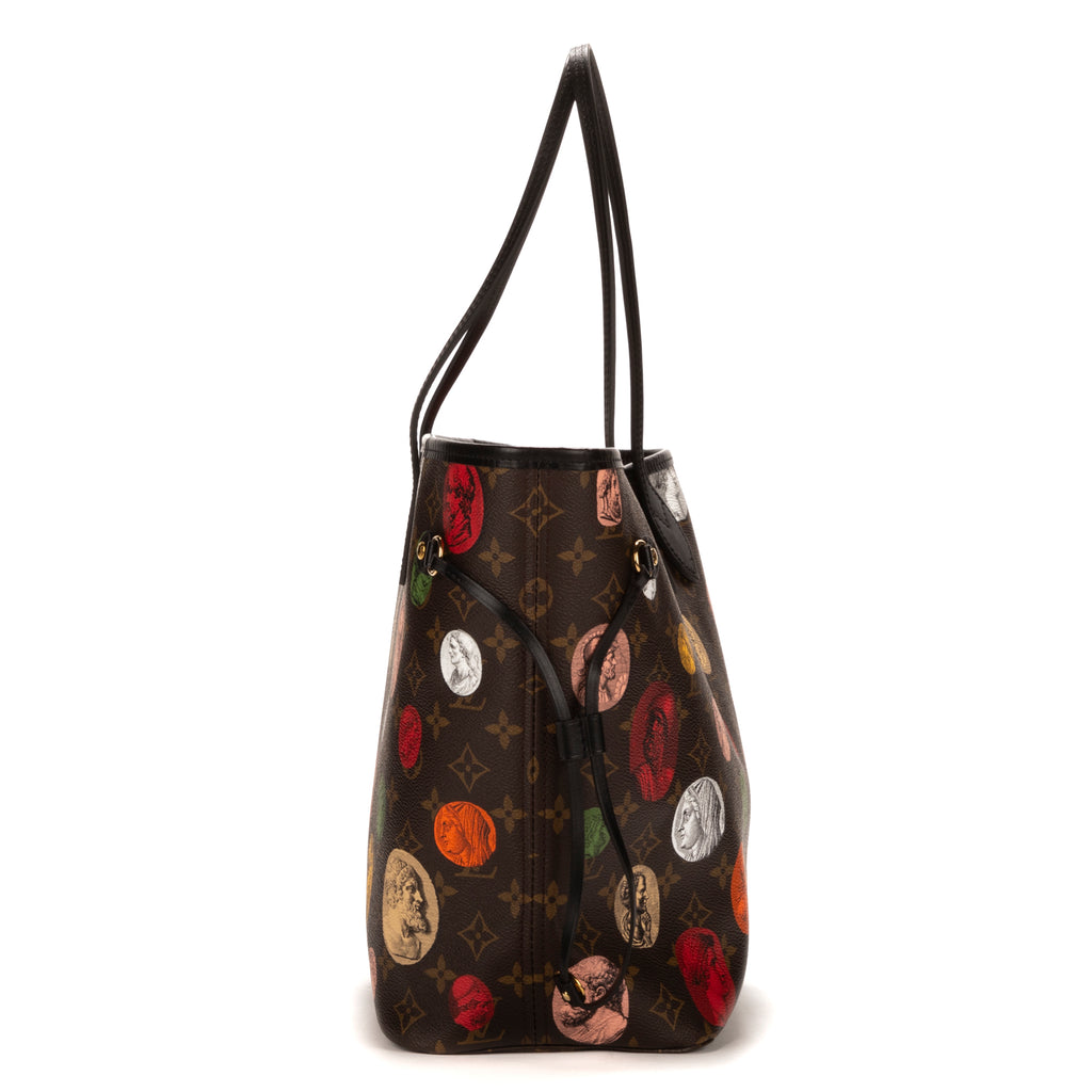 Bolso de hombro edición limitada Fornasetti Neverfull MM Monogram marrón Fornasetti