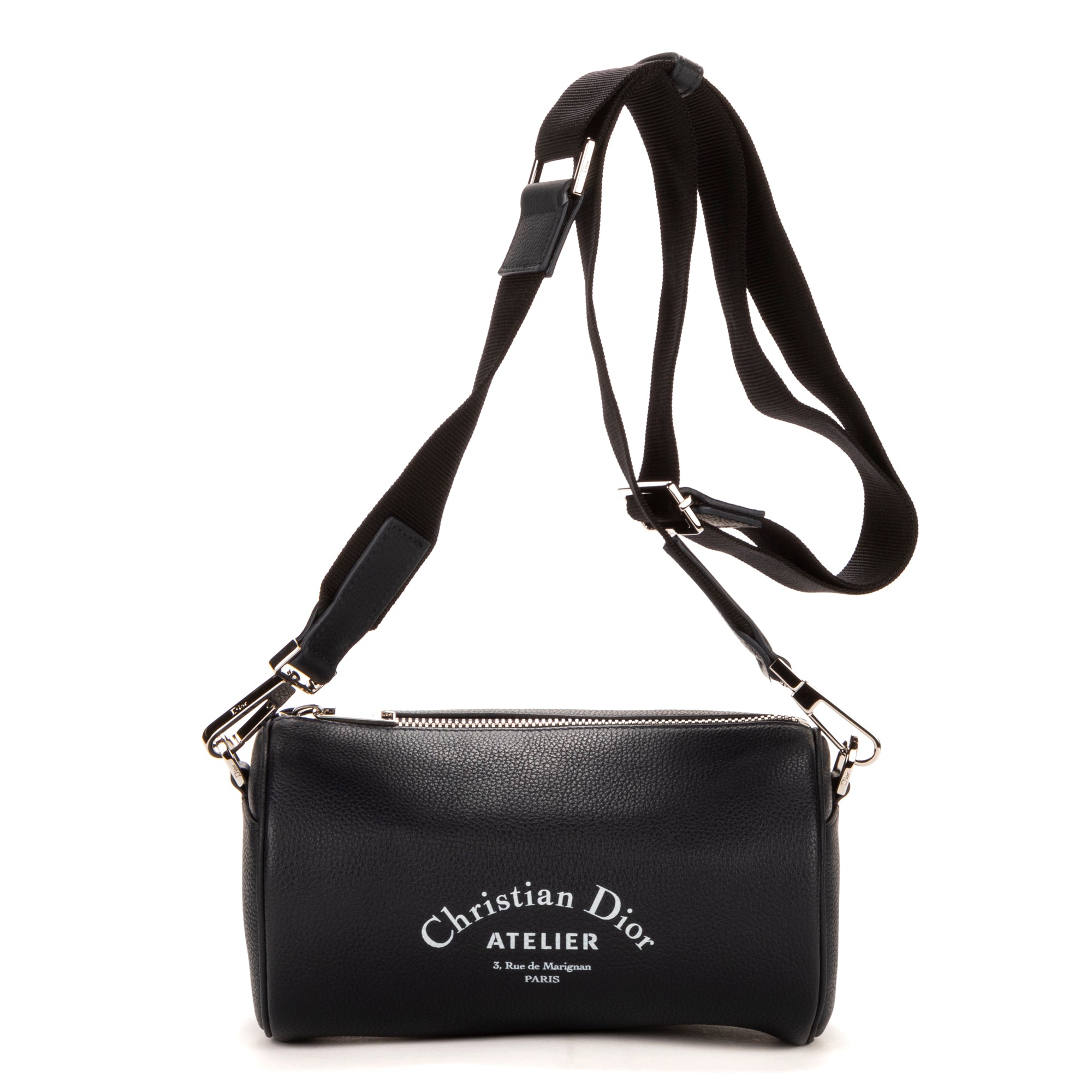 Bolso de hombro Dior Atelier Roller Piel de vacuno azul marino Plateado AA Piel de vacuno azul marino