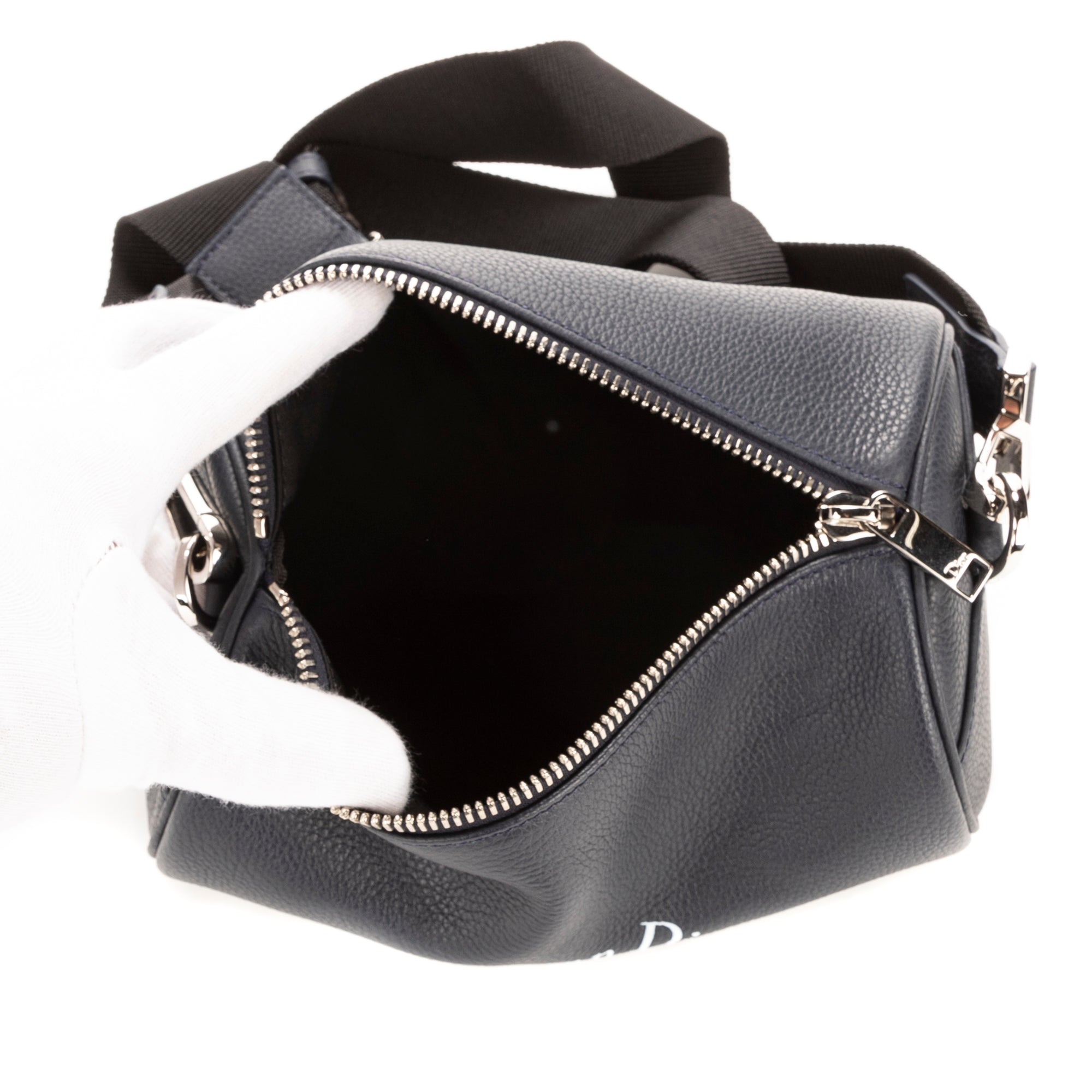 Bolso de hombro Dior Atelier Roller Piel de vacuno azul marino Plateado AA Piel de vacuno azul marino