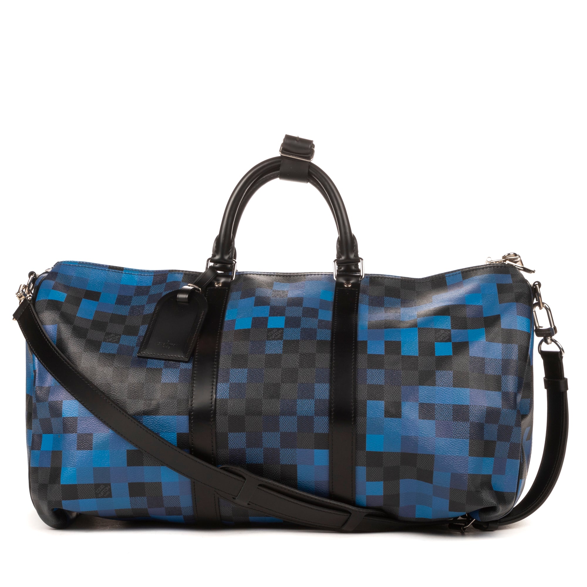 Travel Bag Ltd. Ed. Pixel Keepall Bandouliere 50 Graphite Damier Graphite with Blue Pixels