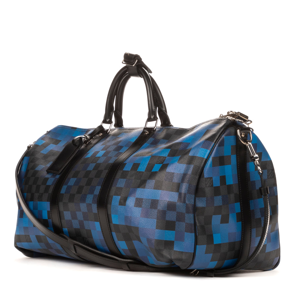 Travel Bag Ltd. Ed. Pixel Keepall Bandouliere 50 Graphite Damier Graphite with Blue Pixels
