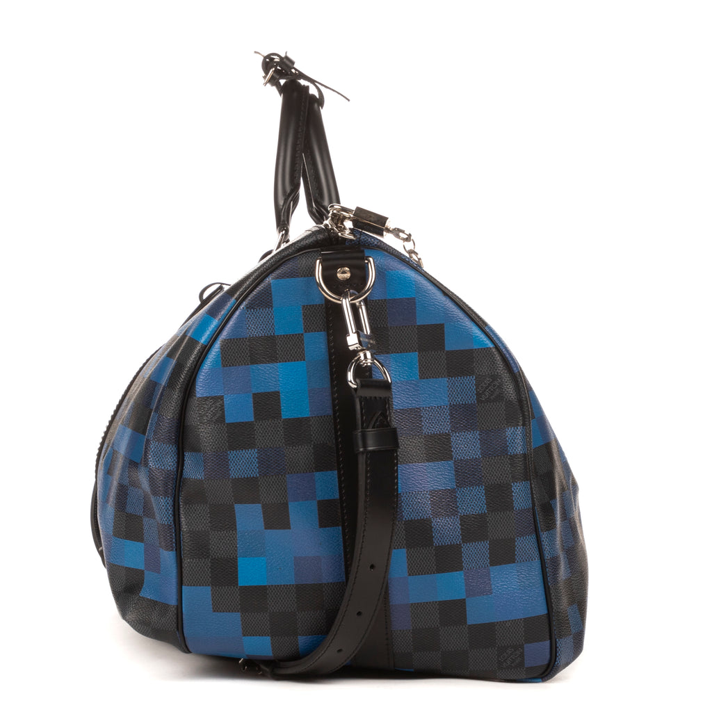 Travel Bag Ltd. Ed. Pixel Keepall Bandouliere 50 Graphite Damier Graphite with Blue Pixels