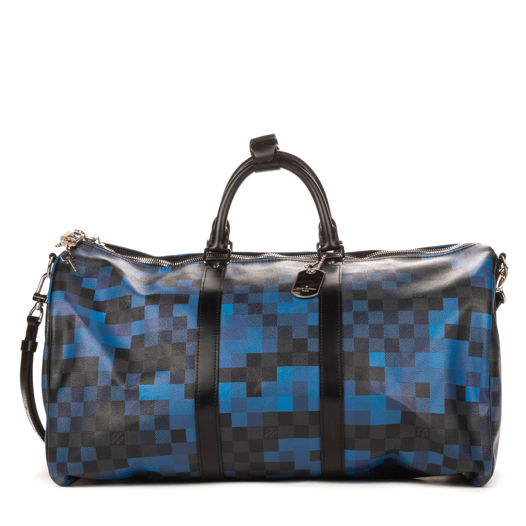 Travel Bag Ltd. Ed. Pixel Keepall Bandouliere 50 Graphite Damier Graphite with Blue Pixels
