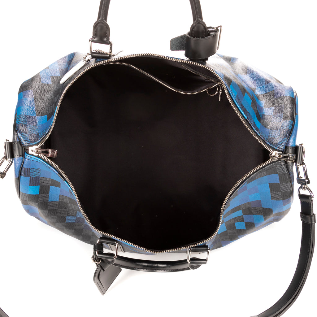 Travel Bag Ltd. Ed. Pixel Keepall Bandouliere 50 Graphite Damier Graphite with Blue Pixels