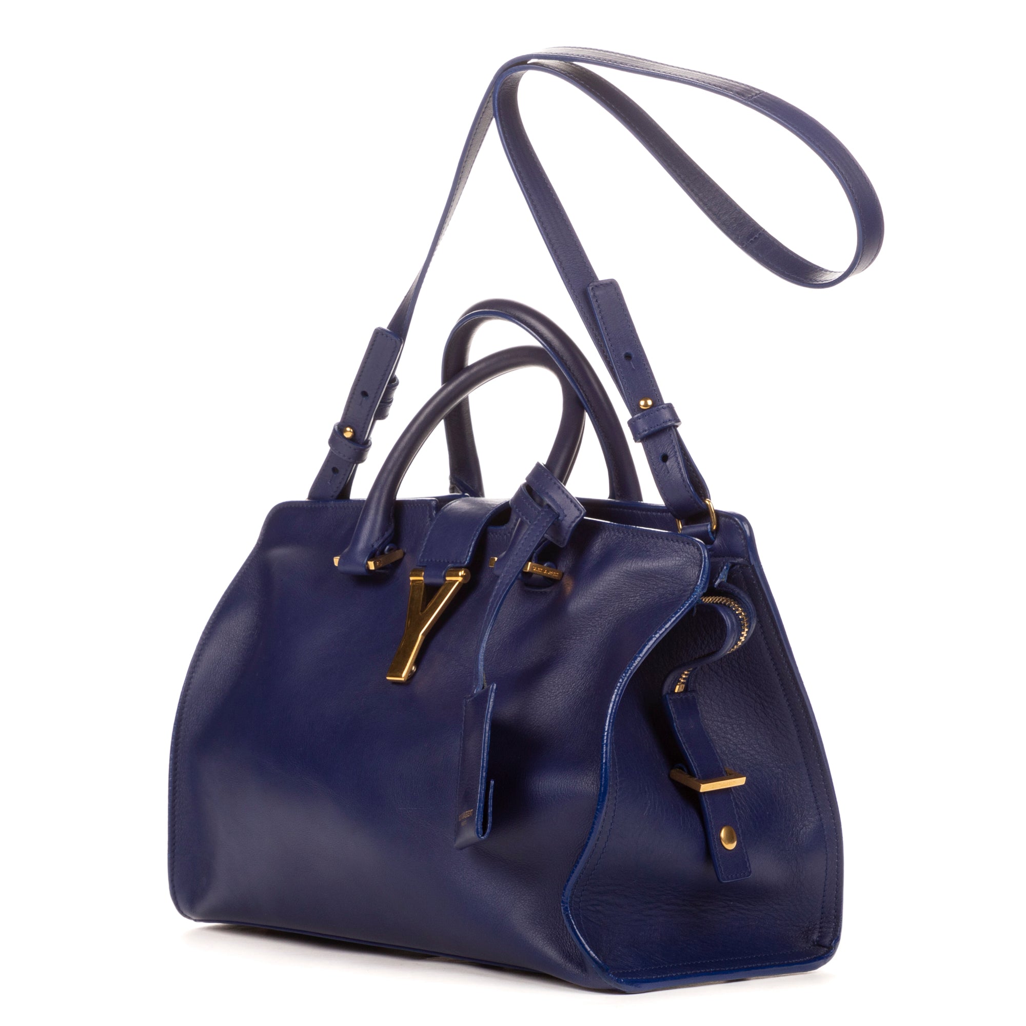 Handbag Chyc Blue Calfskin Leather