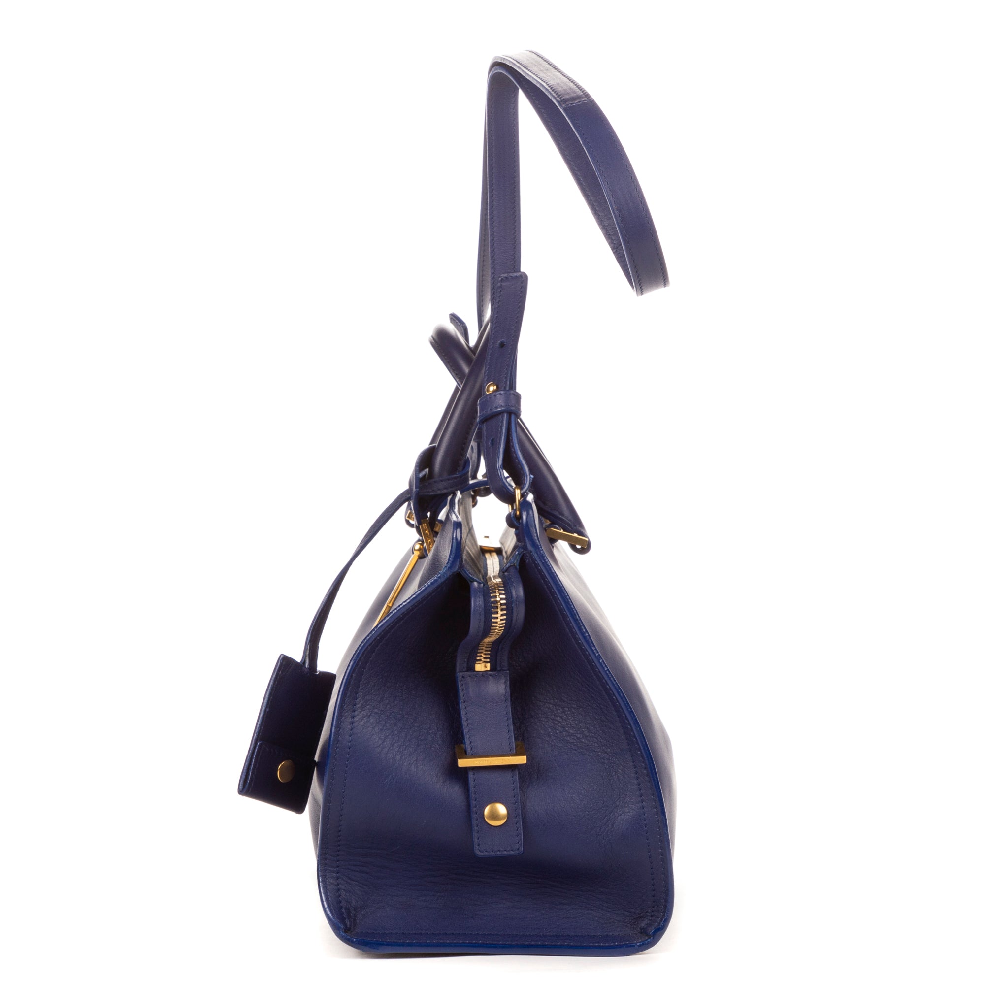 Handbag Chyc Blue Calfskin Leather