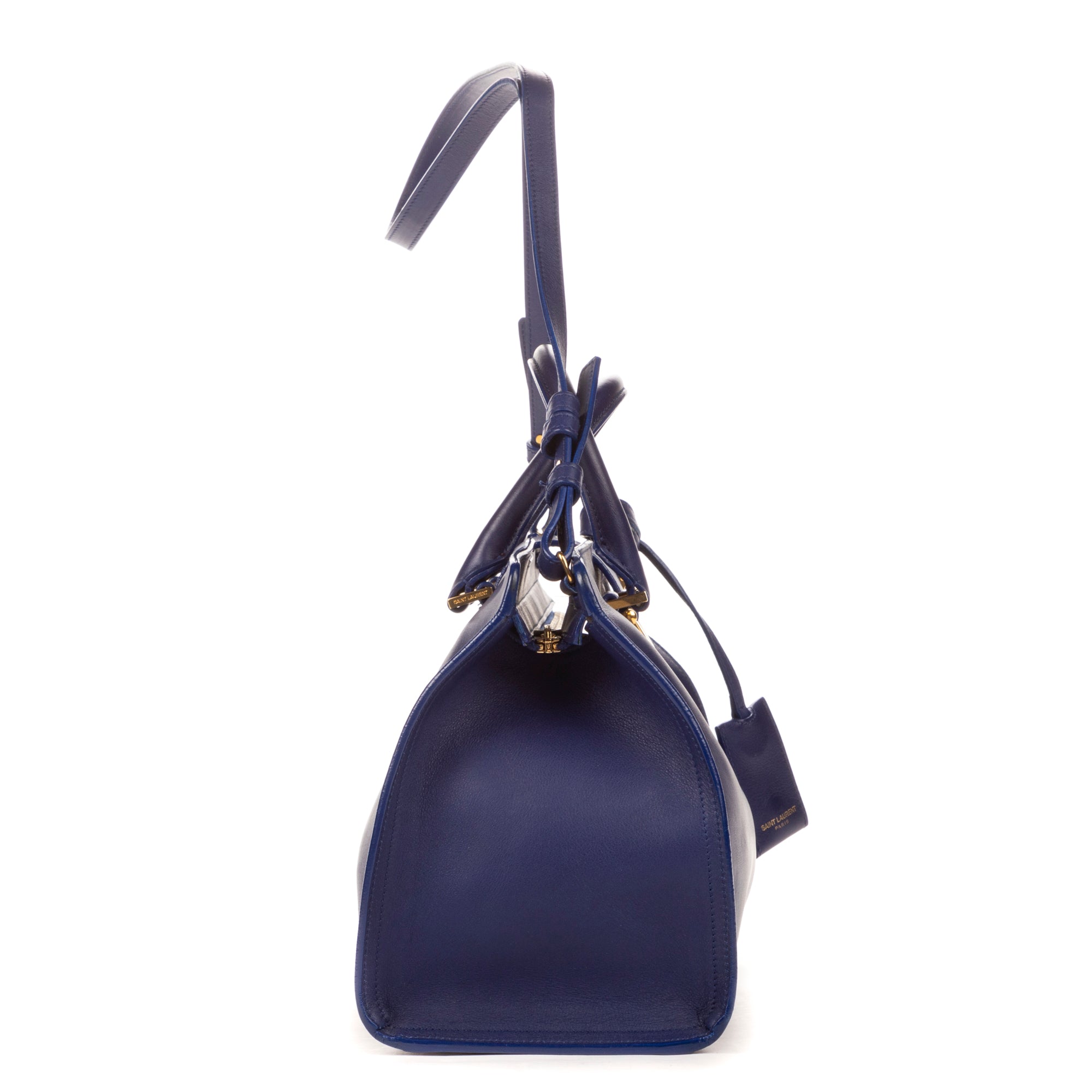 Handbag Chyc Blue Calfskin Leather