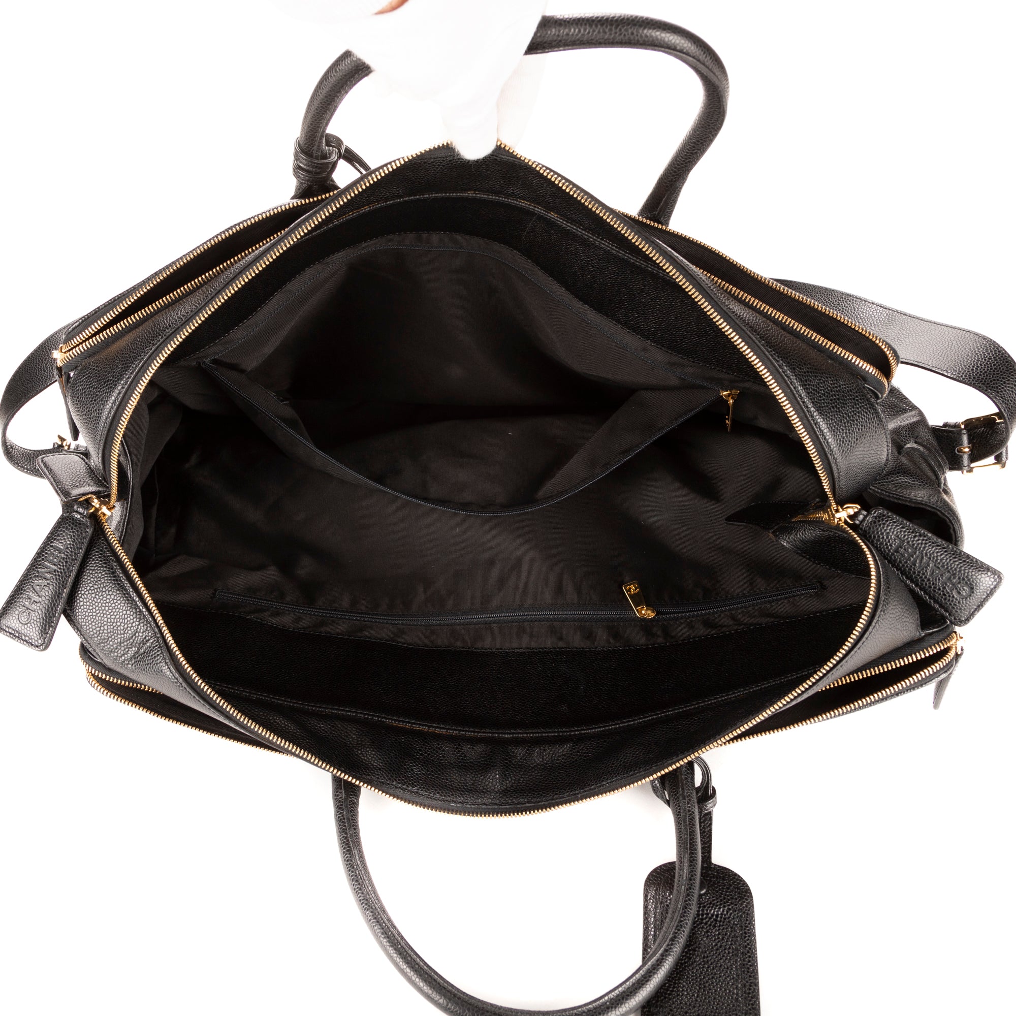 Sac de Voyage Boston Cuir Caviar Noir