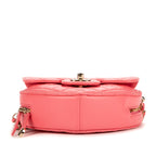 Shoulder Bag Heart Chain Crossbody Pink Calfskin Quilted Leather
