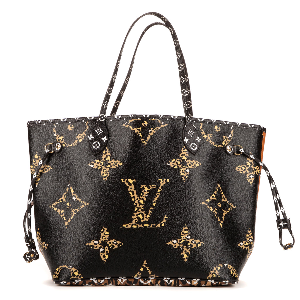 Bolso de hombro edición limitada de selva Neverfull MM Negro Monogram Giant Jungle
