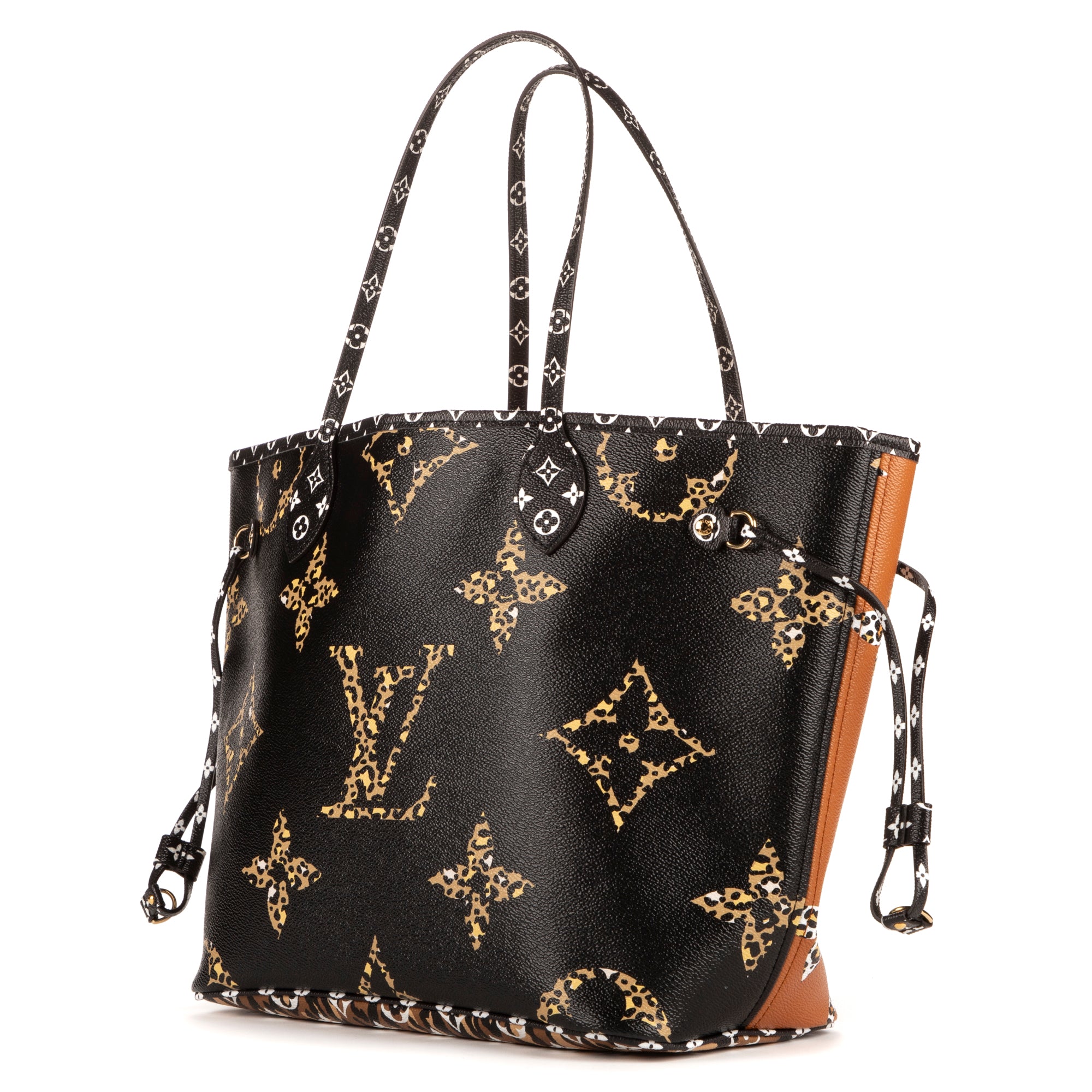 Bolso de hombro edición limitada de selva Neverfull MM Negro Monogram Giant Jungle