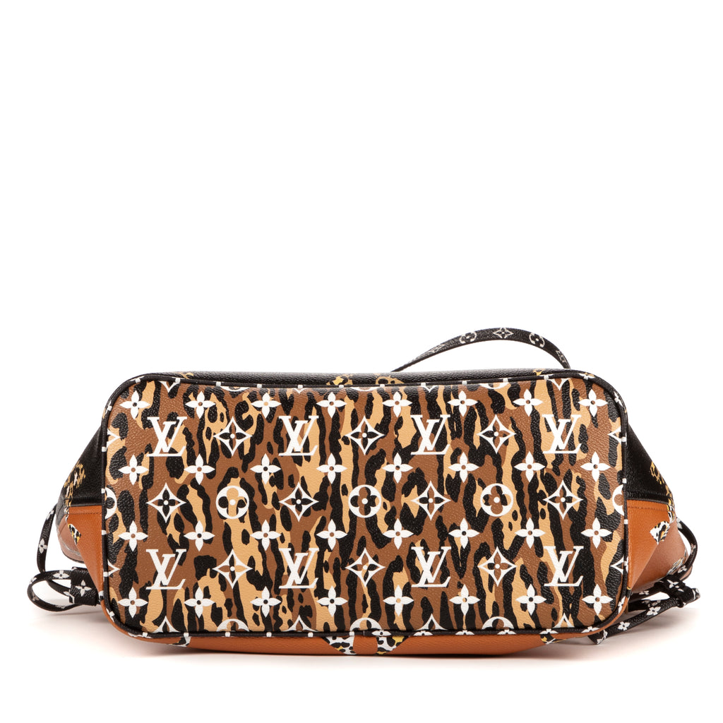 Bolso de hombro edición limitada de selva Neverfull MM Negro Monogram Giant Jungle