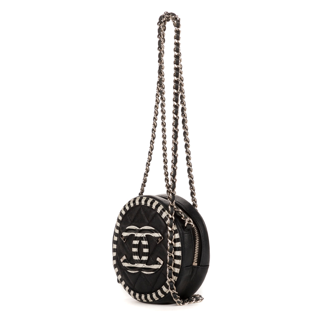Shoulder Bag Round as Earth Filigree Black Caviar Leather