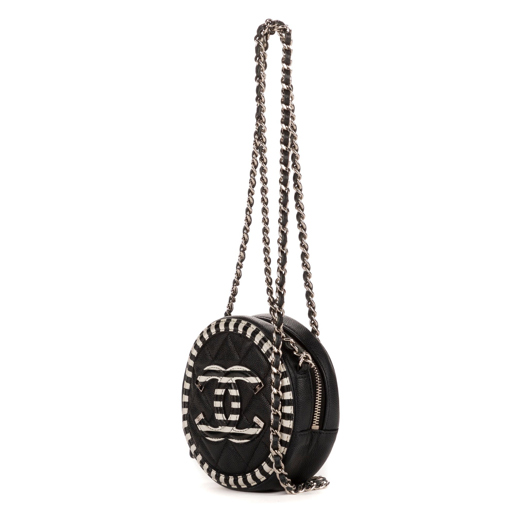 Shoulder Bag Round as Earth Filigree Black Caviar Leather
