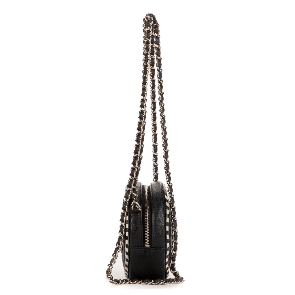 Shoulder Bag Round as Earth Filigree Black Caviar Leather