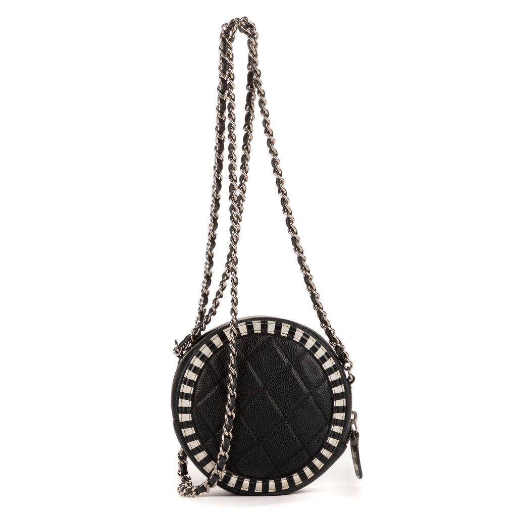 Shoulder Bag Round as Earth Filigree Black Caviar Leather