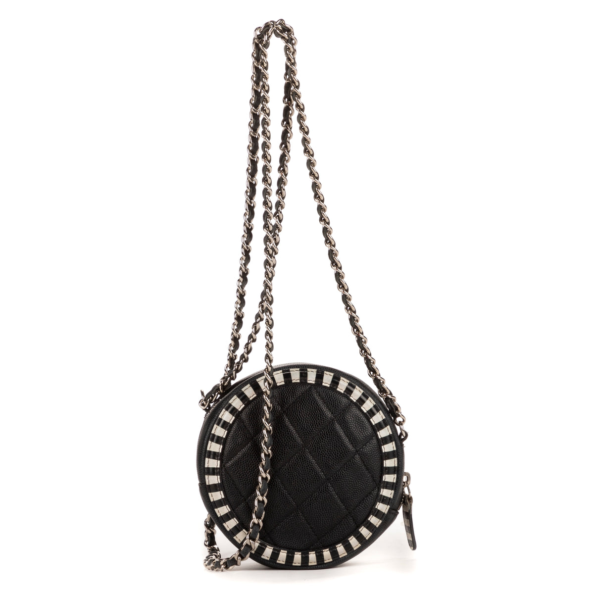 Shoulder Bag Round as Earth Filigree Black Caviar Leather