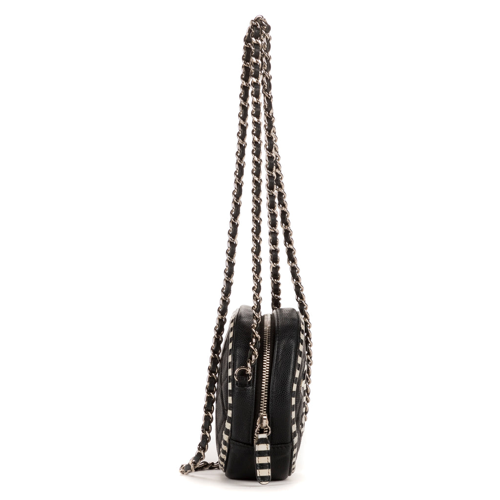 Shoulder Bag Round as Earth Filigree Black Caviar Leather
