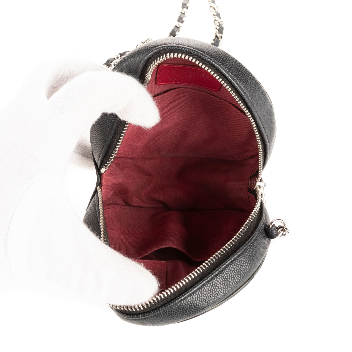 Shoulder Bag Round as Earth Filigree Black Caviar Leather