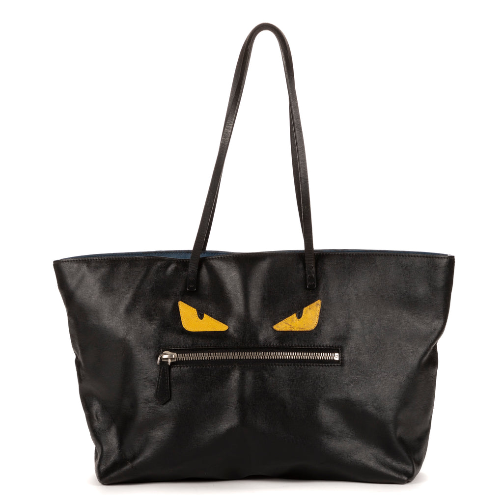 Shoulder Bag Monster Tote Black Calfskin Leather