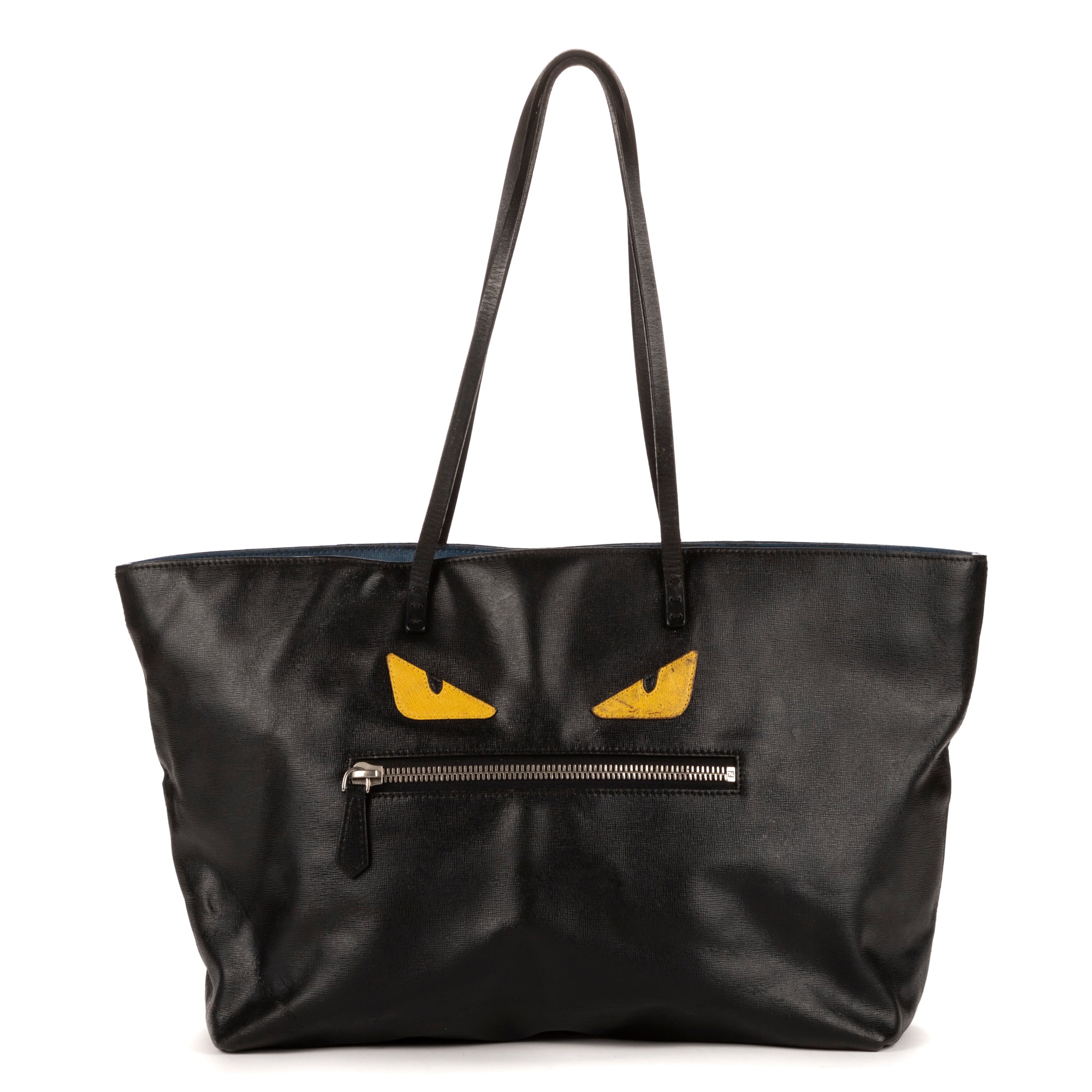 Shoulder Bag Monster Tote Black Calfskin Leather