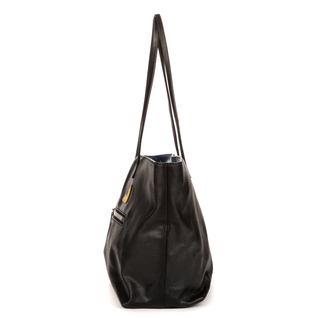 Shoulder Bag Monster Tote Black Calfskin Leather