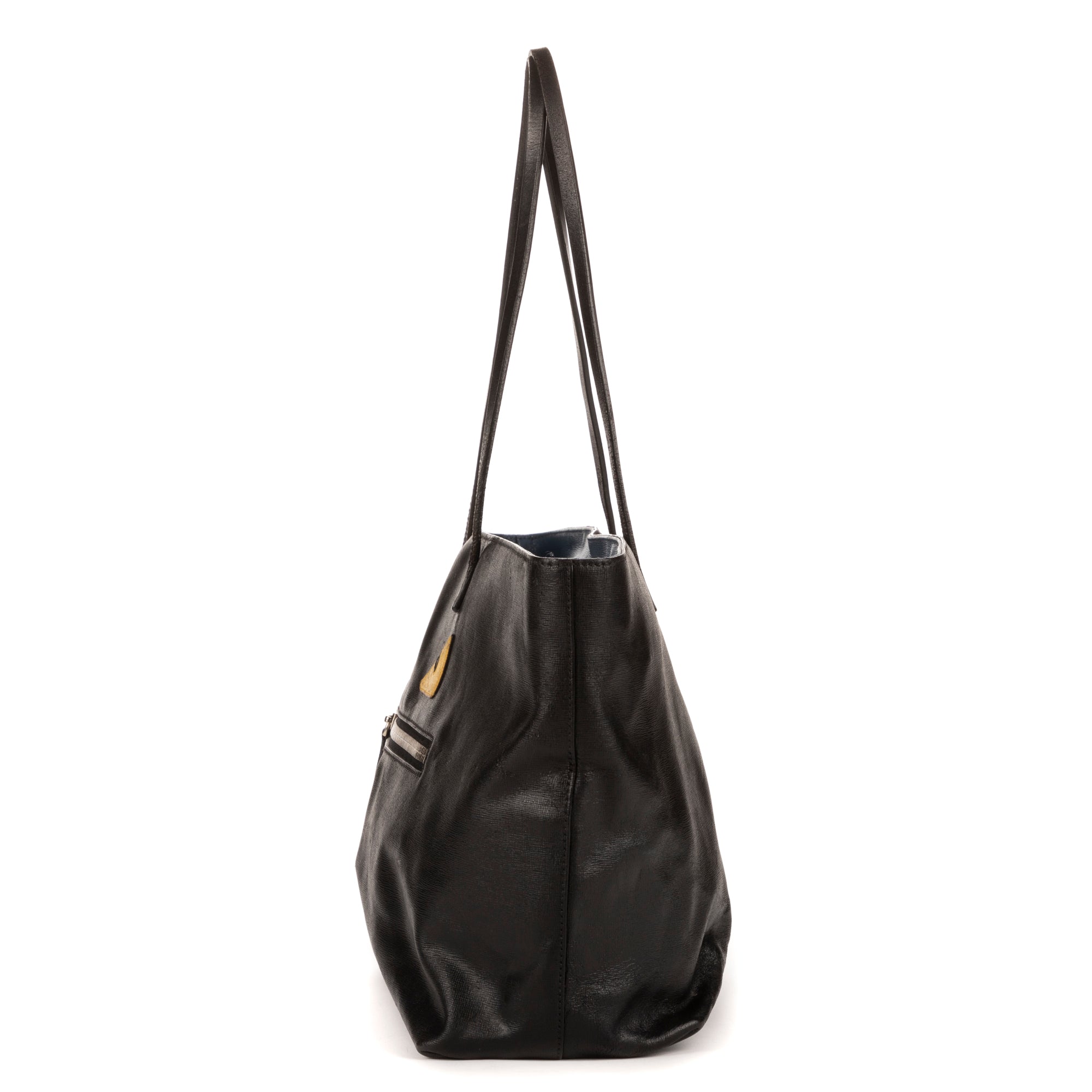 Shoulder Bag Monster Tote Black Calfskin Leather