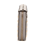 Wallet Rockstud Spikes Long Zip Light Grey Calfskin Leather
