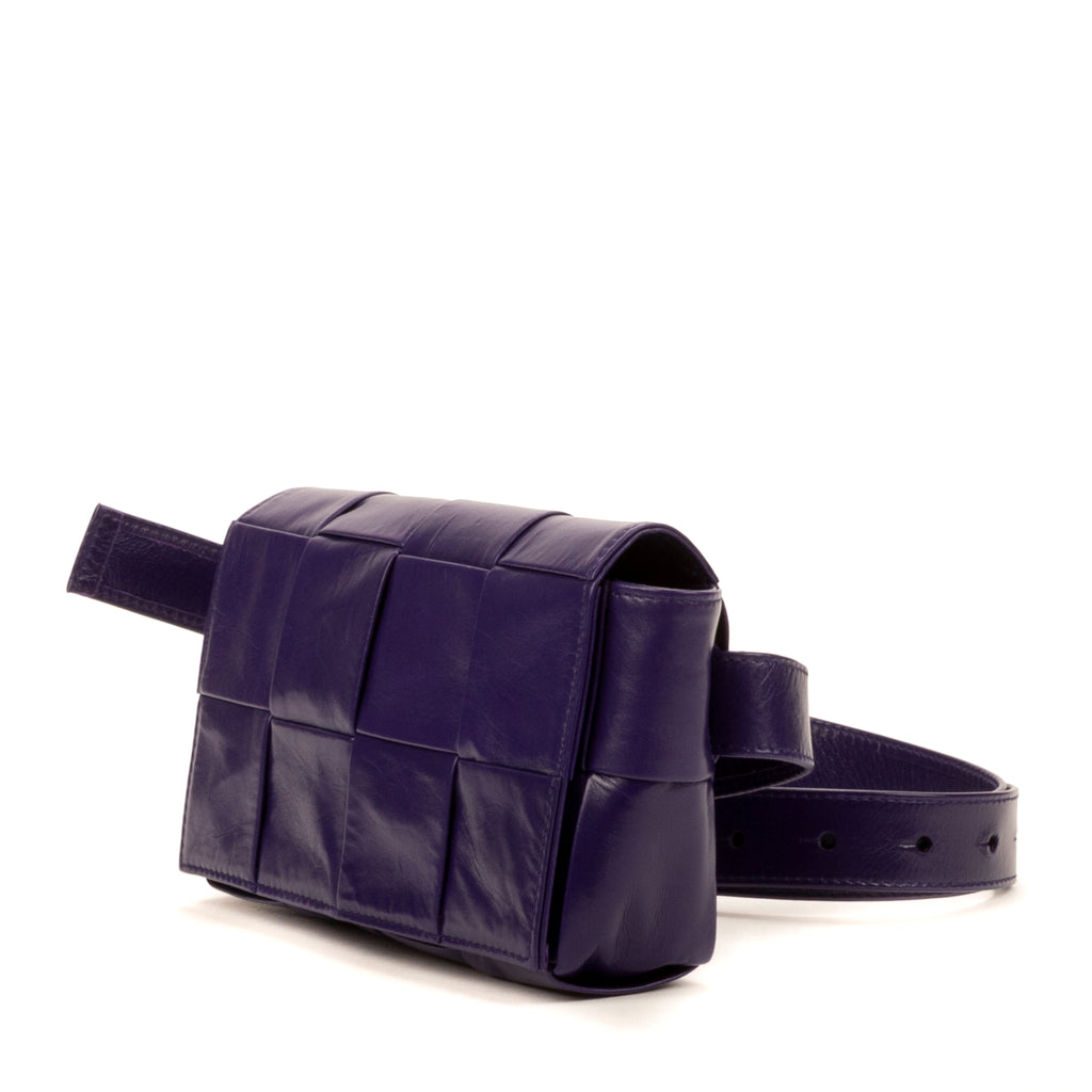 Shoulder Bag Mini Cassette Mini Purple Intrecciato Leather
