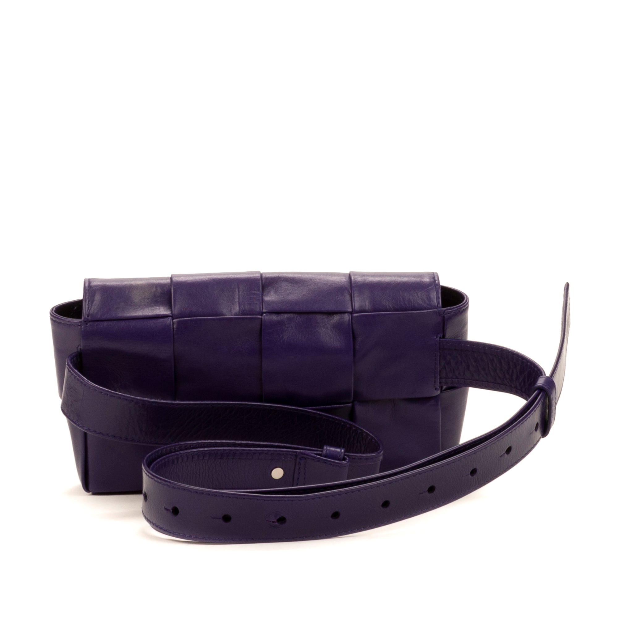 Shoulder Bag Mini Cassette Mini Purple Intrecciato Leather
