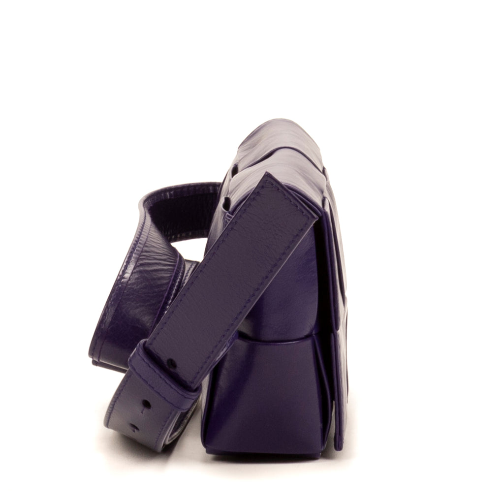 Shoulder Bag Mini Cassette Mini Purple Intrecciato Leather