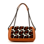 Sac bandoulière Baguette Léopard Marron Veau/Velours Cuir Léopard