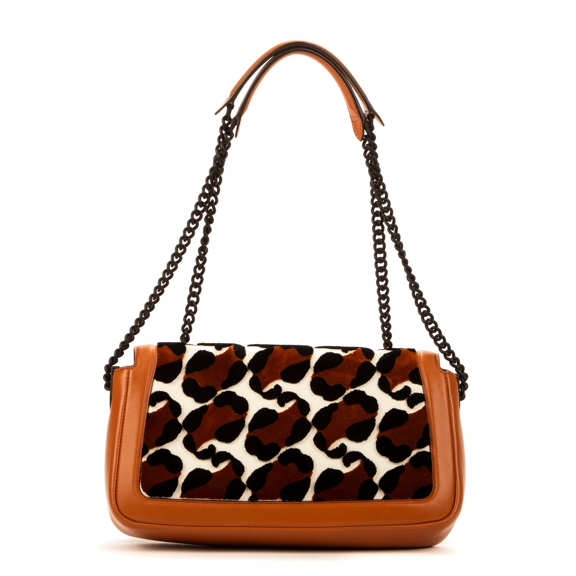 Sac bandoulière Baguette Léopard Marron Veau/Velours Cuir Léopard