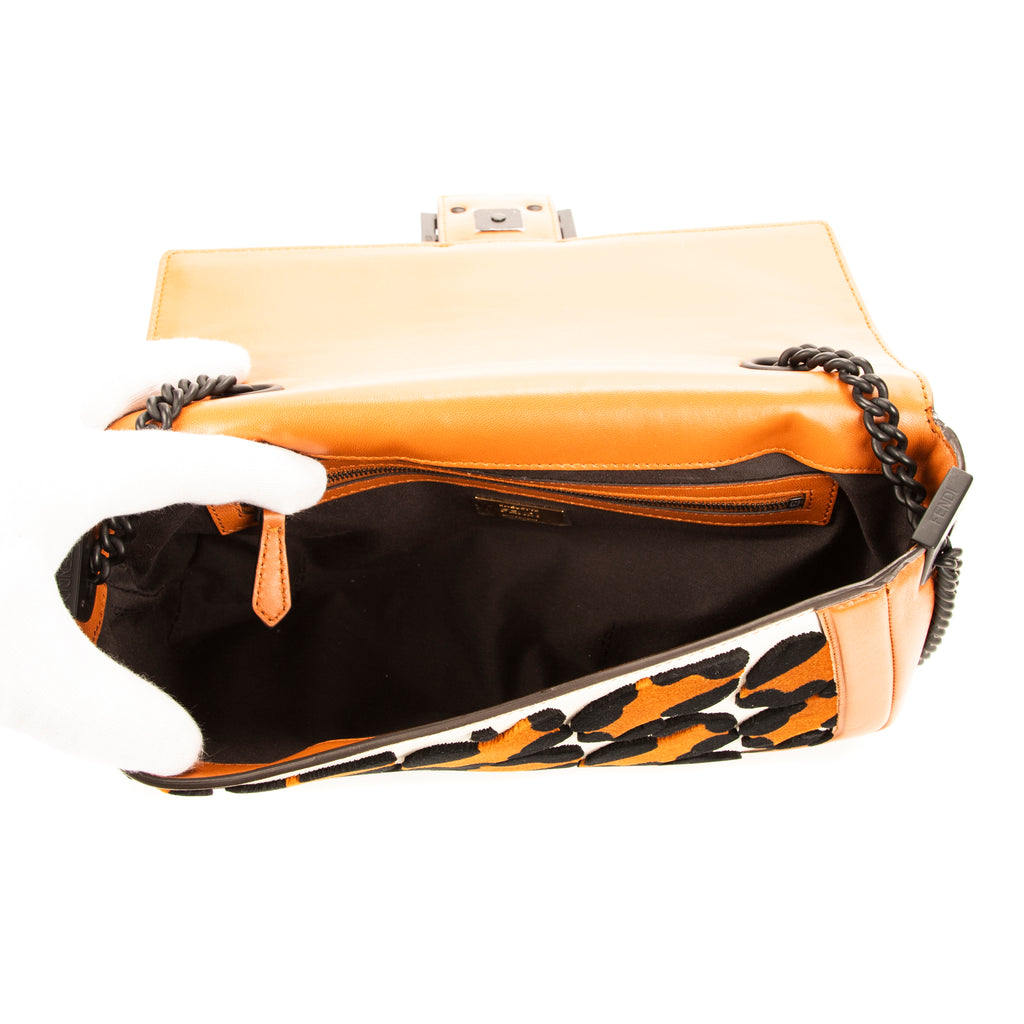 Sac bandoulière Baguette Léopard Marron Veau/Velours Cuir Léopard