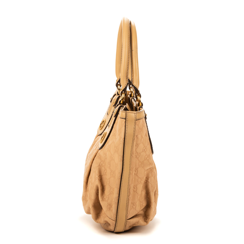 Shoulder Bag Guccissima Scarlett Stud Beige Guccissima calfskin leather