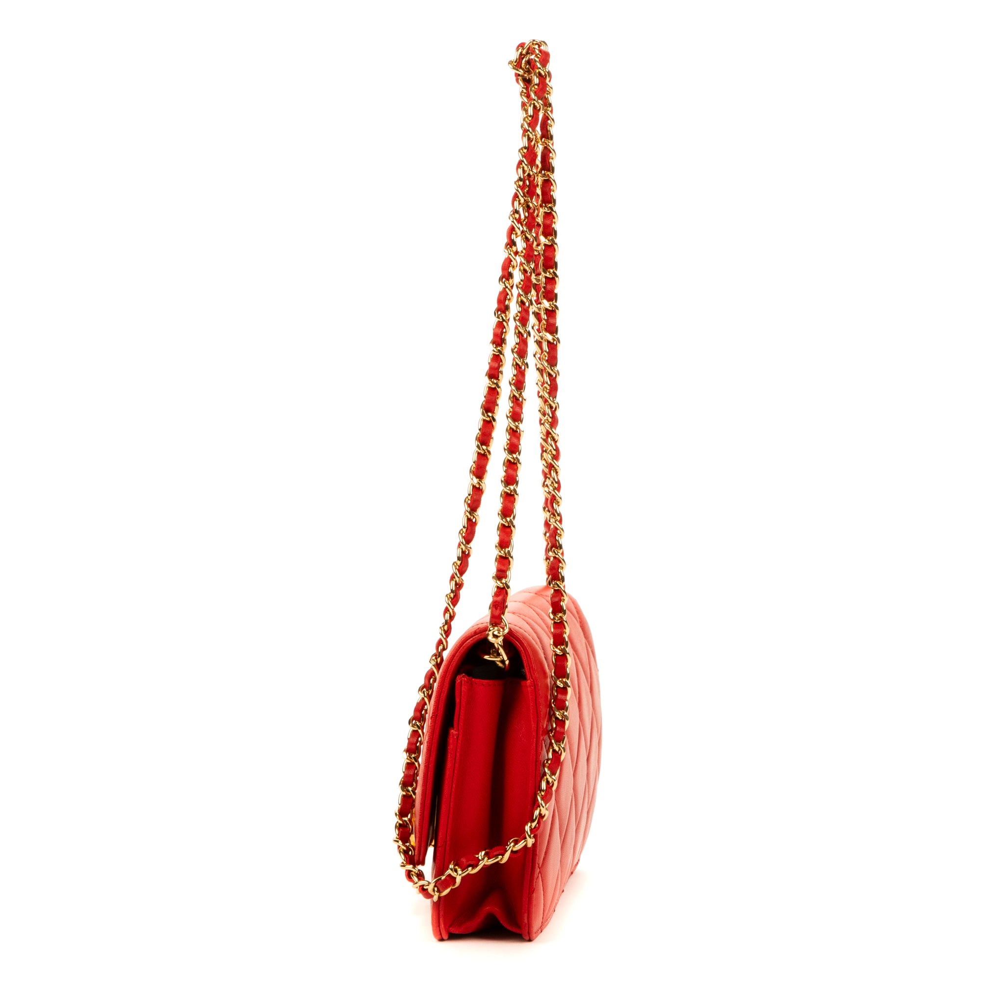 Shoulder Bag WOC CC Red Calfskin Leather