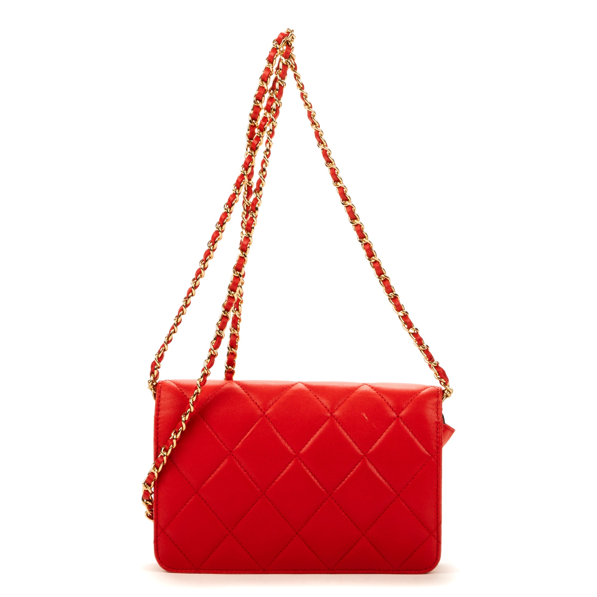 Shoulder Bag WOC CC Red Calfskin Leather