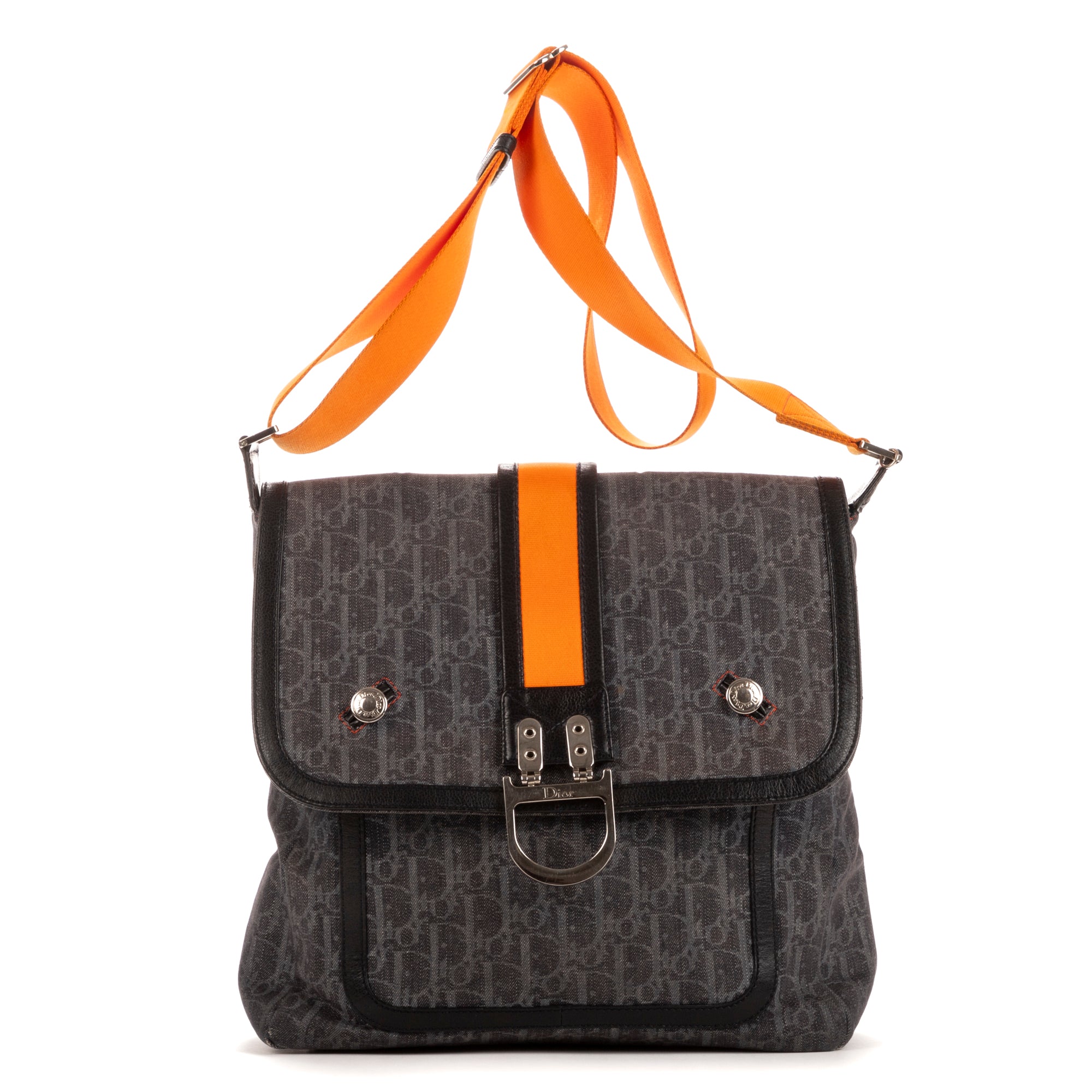 Shoulder Bag Trotter Messenger Flap Navy Blue Oblique Canvas
