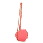 Shoulder Bag Heart Coin Micro Pink Calfskin Leather