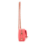 Shoulder Bag Heart Coin Micro Pink Calfskin Leather