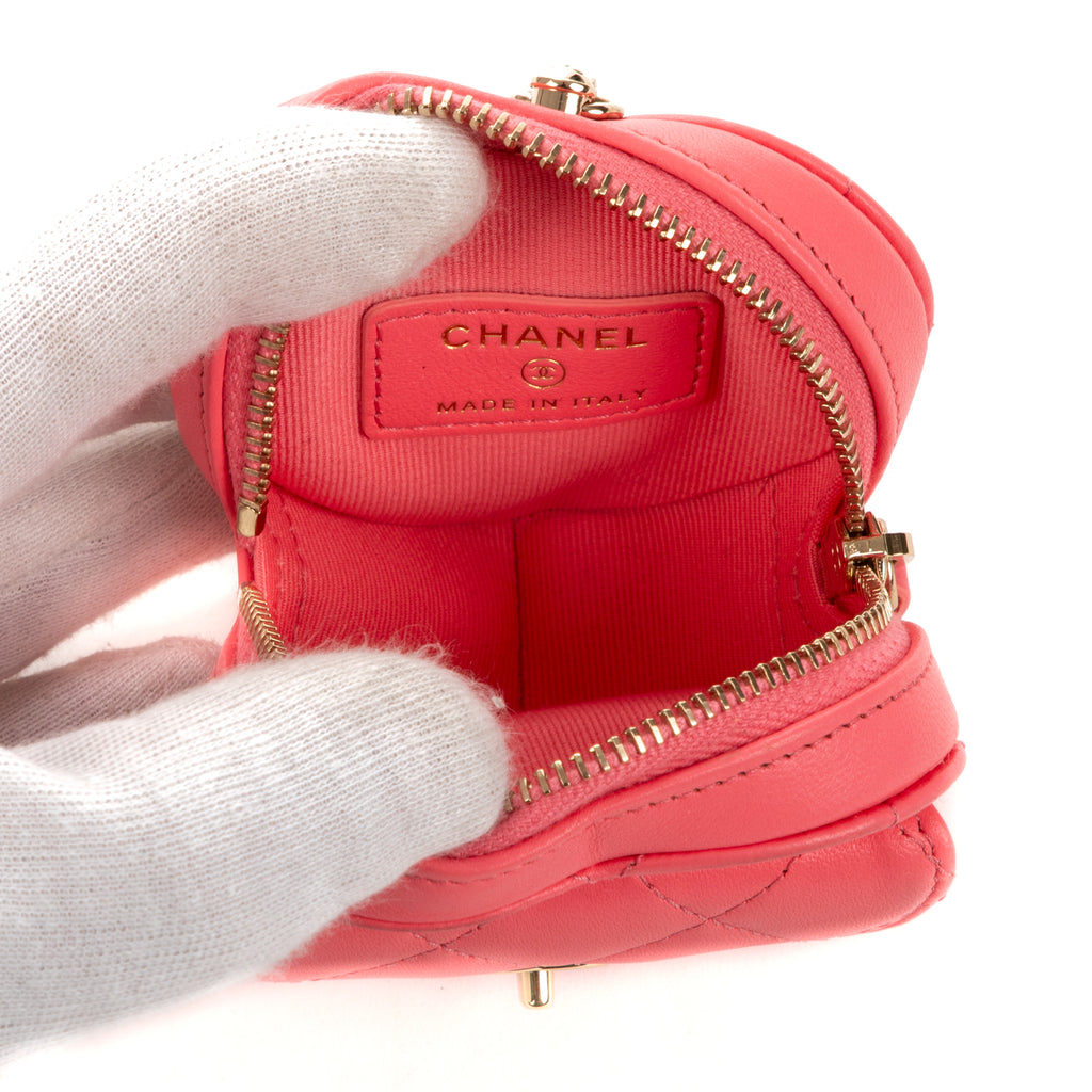 Shoulder Bag Heart Coin Micro Pink Calfskin Leather