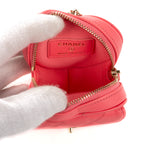 Shoulder Bag Heart Coin Micro Pink Calfskin Leather